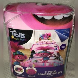 Trolls World Tour Dream Works Set TWIN/FULL Reversible Comforter Pillow New